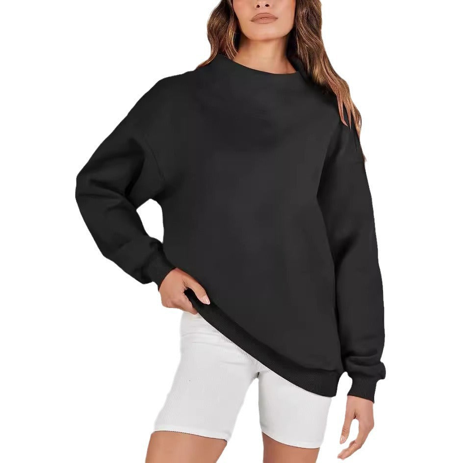 Oversized sweatshirt for women with high collar and side slits Lune London