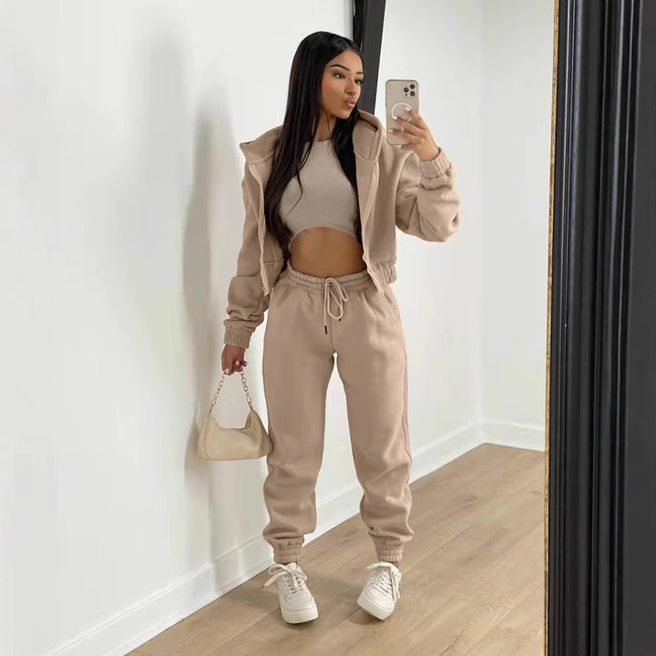 Ladies elegant sports set with a casual hoodie and elastic belt elements Lune London