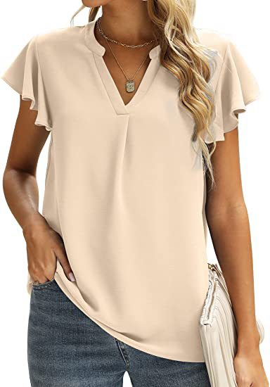 Ladies' blouse with gathered details and V-neck Lune London