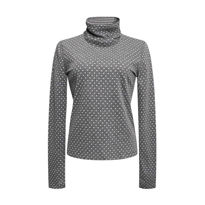 Women's roll-neck fine-knit shirt with polka dot pattern and elastic jersey Amarae