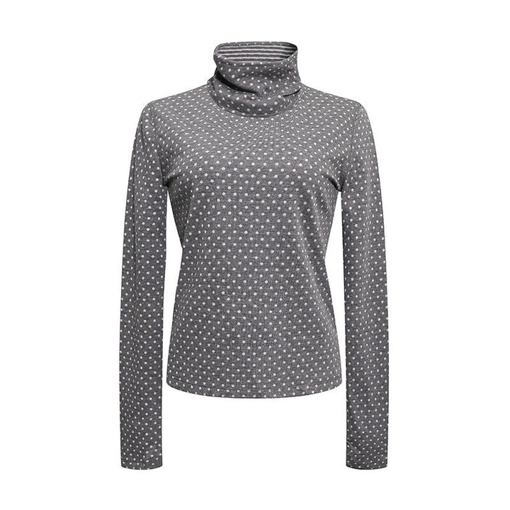Women's roll-neck fine-knit shirt with polka dot pattern and elastic jersey Amarae