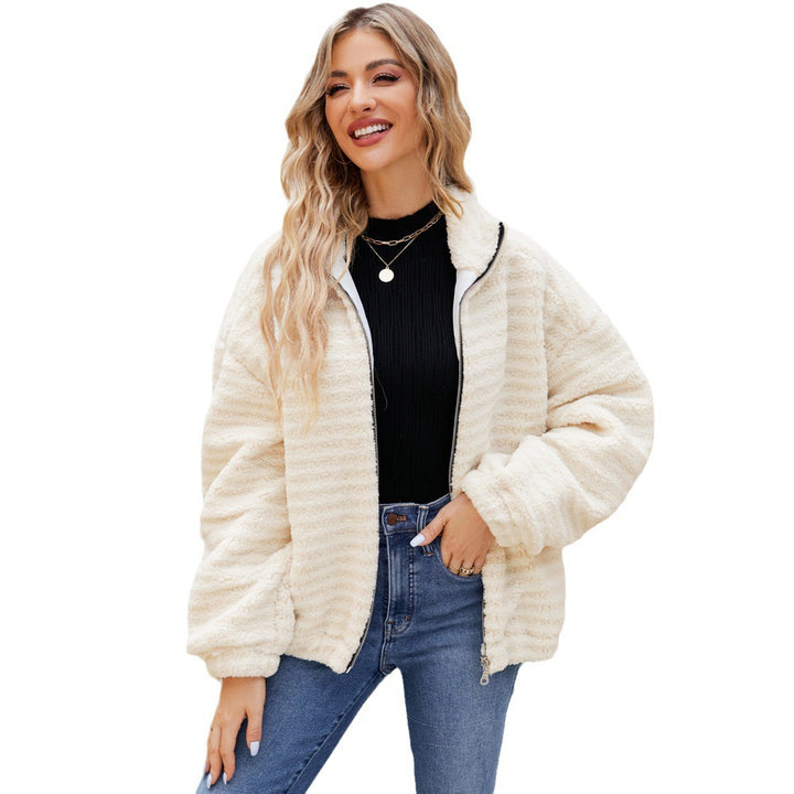 Fleece jacket for women with high collar and zipper Amarae