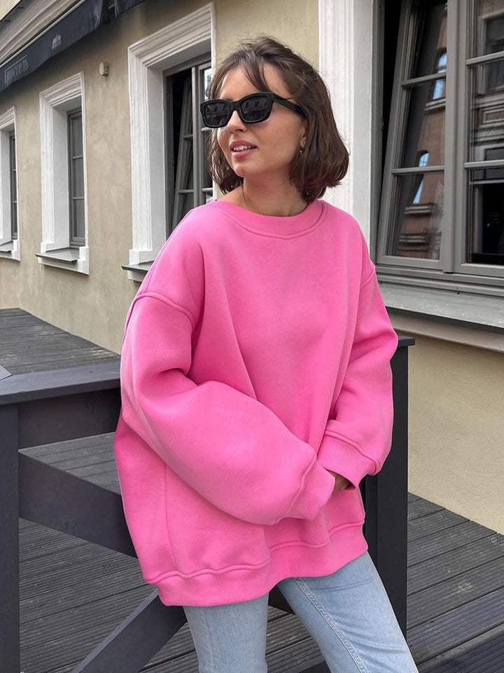 Women's Oversized Sweatshirt with Dropped Shoulder and Soft Fleece Fabric Chic und Stil
