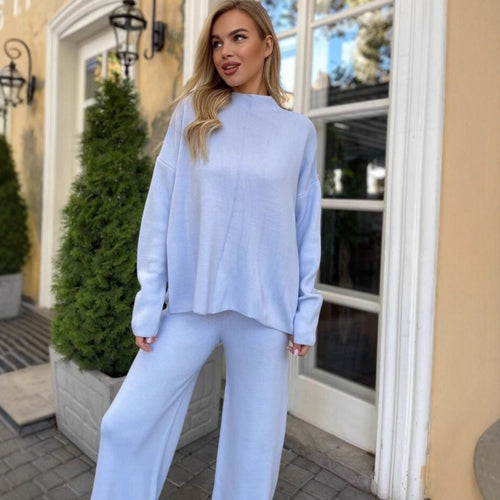 Women Elegant and Casual Lounge Set with a Loose Top and Flared Pants Amarae