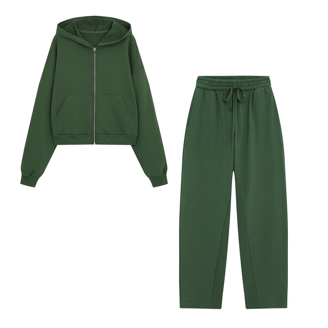 Women's Cropped Hoodie with Full Zipper and Kangaroo Pockets Amarae