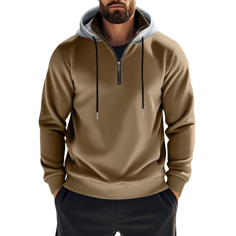 Men's modern hoodie with half zipper and kangaroo pocket Lune London