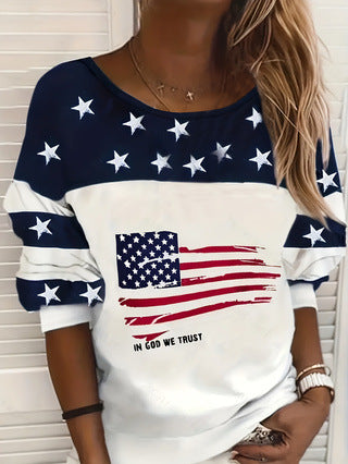 Ladies casual sweatshirt with star design and flag pattern Lune London