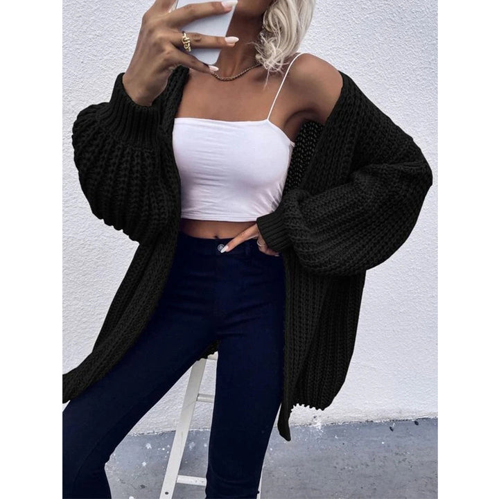 Ladies Knit Cardigan with Wide Sleeves and a Casual Chic Look and Style