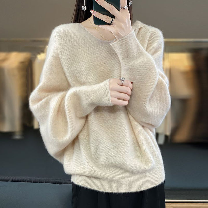 Pull femme à col en V en matériau doux Chic & Stil