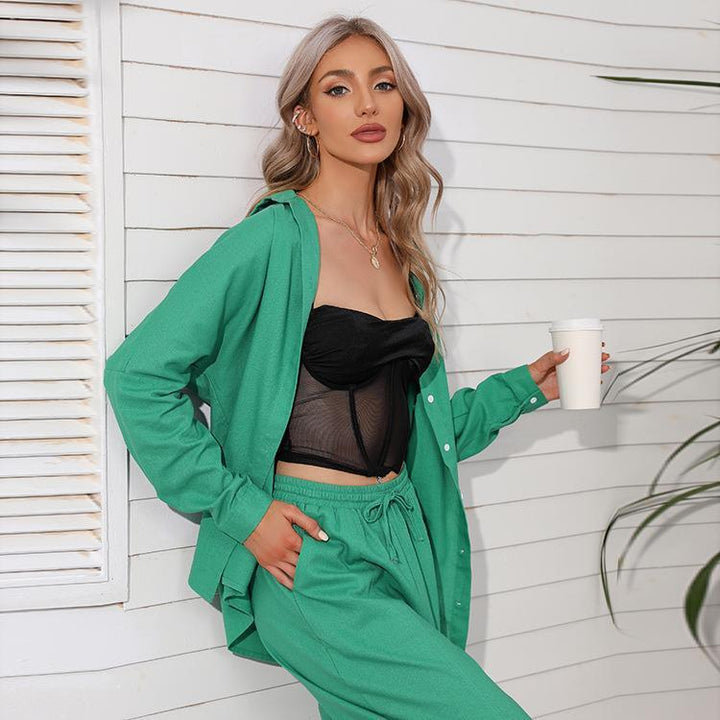 Tenue d'été décontractée pour femmes avec blouse surdimensionnée et pantalons larges Lune London