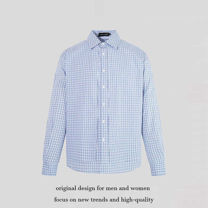 Men's Checked Cotton Long Sleeve Shirt in Relaxed Fit with Kent Collar Amarae