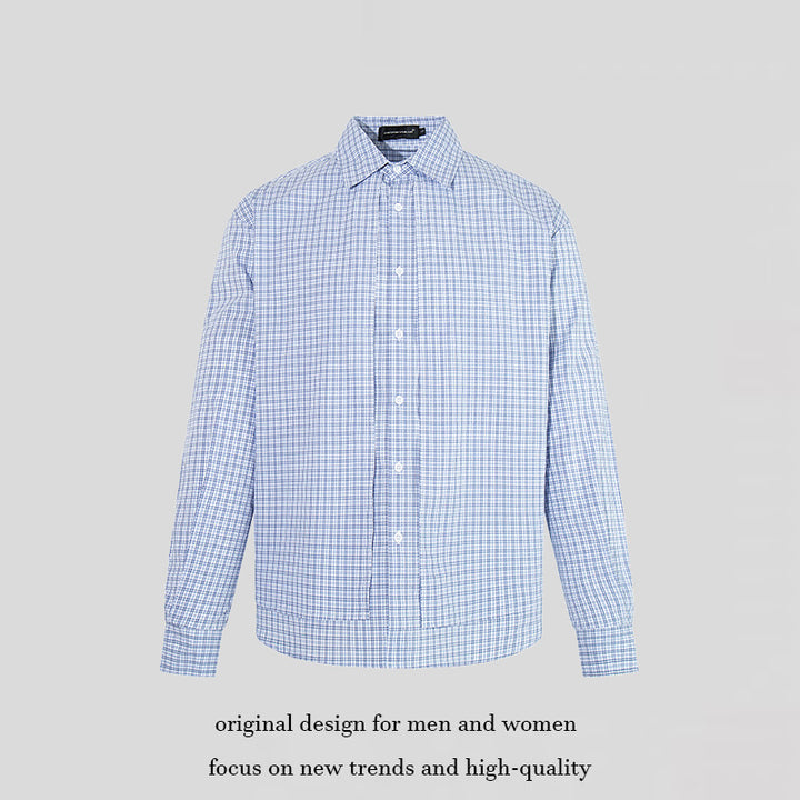 Men's Checked Cotton Long Sleeve Shirt in Relaxed Fit with Kent Collar Amarae