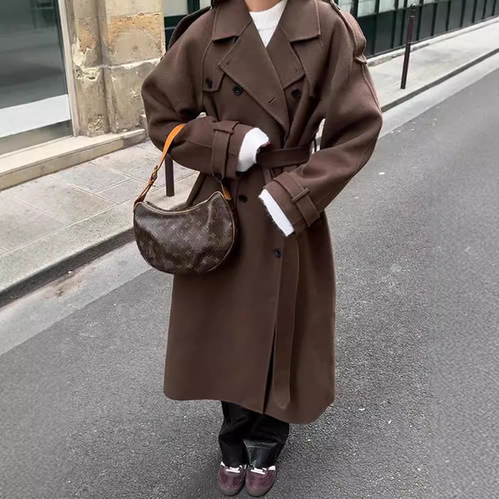 Oversized trench coat for women in soft wool blend Lune London