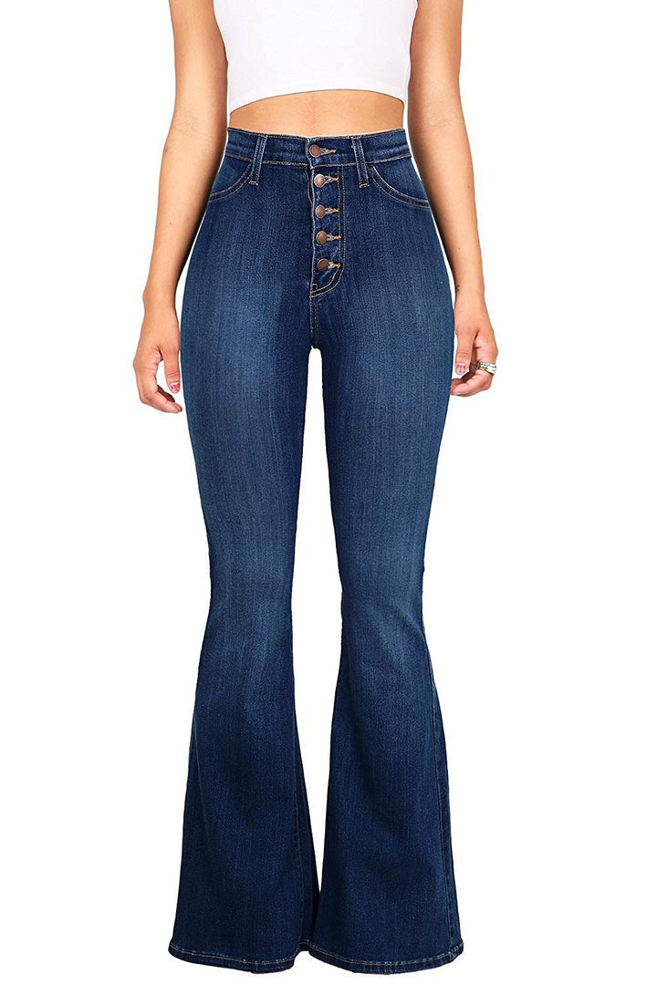 High waist bootcut jeans for women with vintage effects Lune London