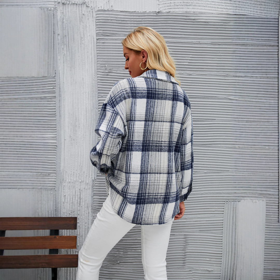 Casual Checked Blouse for Women in Soft Flannel with Chic & Stylish Button Placket