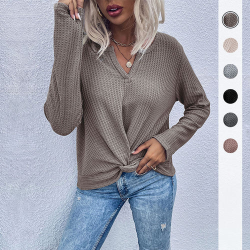 Women's casual long sleeve t-shirt with button details and textured design Amarae