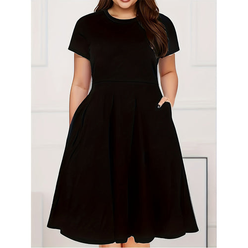 Midi dress for women with side pockets and flared skirt Amarae