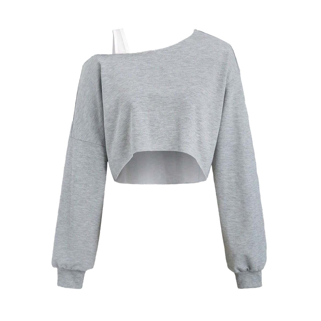 Sweat-shirt court pour femmes avec design asymétrique et manches volumineuses Chic & Stil