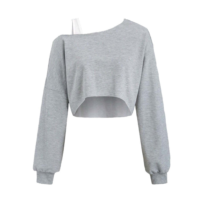 Sweat-shirt court pour femmes avec design asymétrique et manches volumineuses Chic & Stil