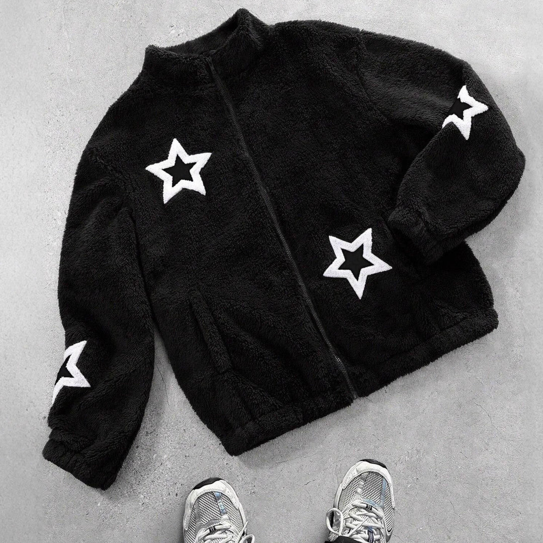 Ladies Cozy Hoodie with Chic Star Applications