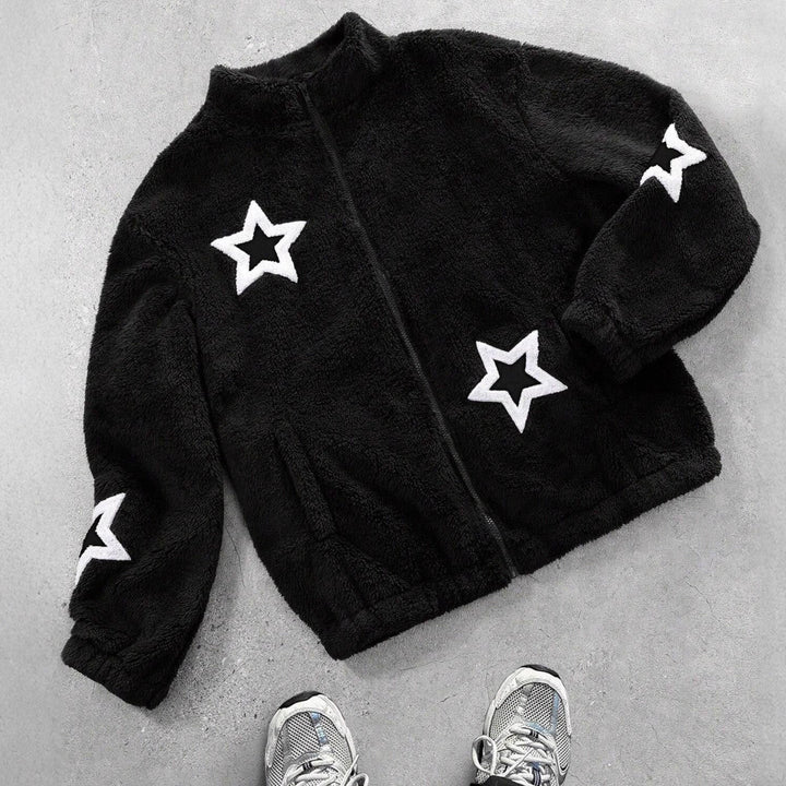 Ladies Cozy Hoodie with Chic Star Applications