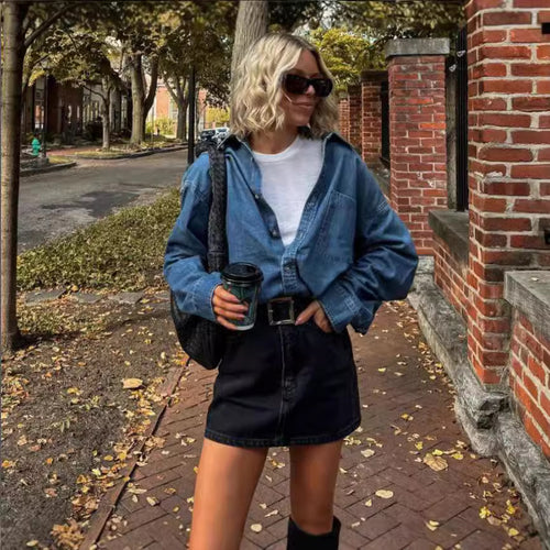 Veste en denim décontractée pour femmes coupe oversize classique Chic & Stil