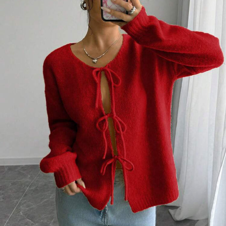 Oversized knit sweater for women with decorative lace detail Lune London