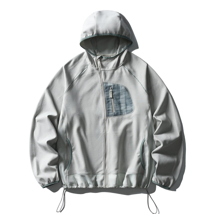 Unisex Lightweight Tech-Fleece Hoodie Jacket with Front Zip, Chest Zip Pocket and Drawstring Hem Amarae
