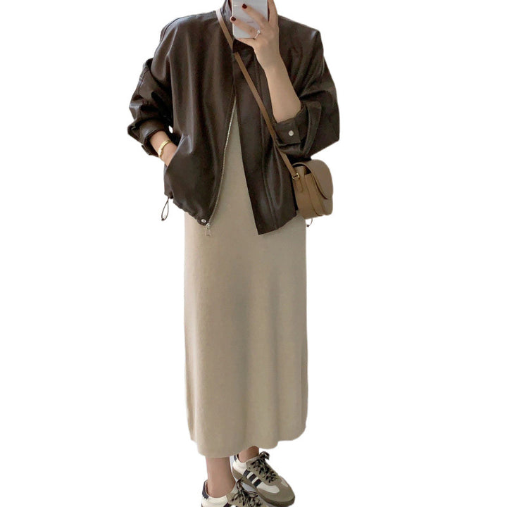 Women's leather jacket with oversized cut and modern details Chic & Stil
