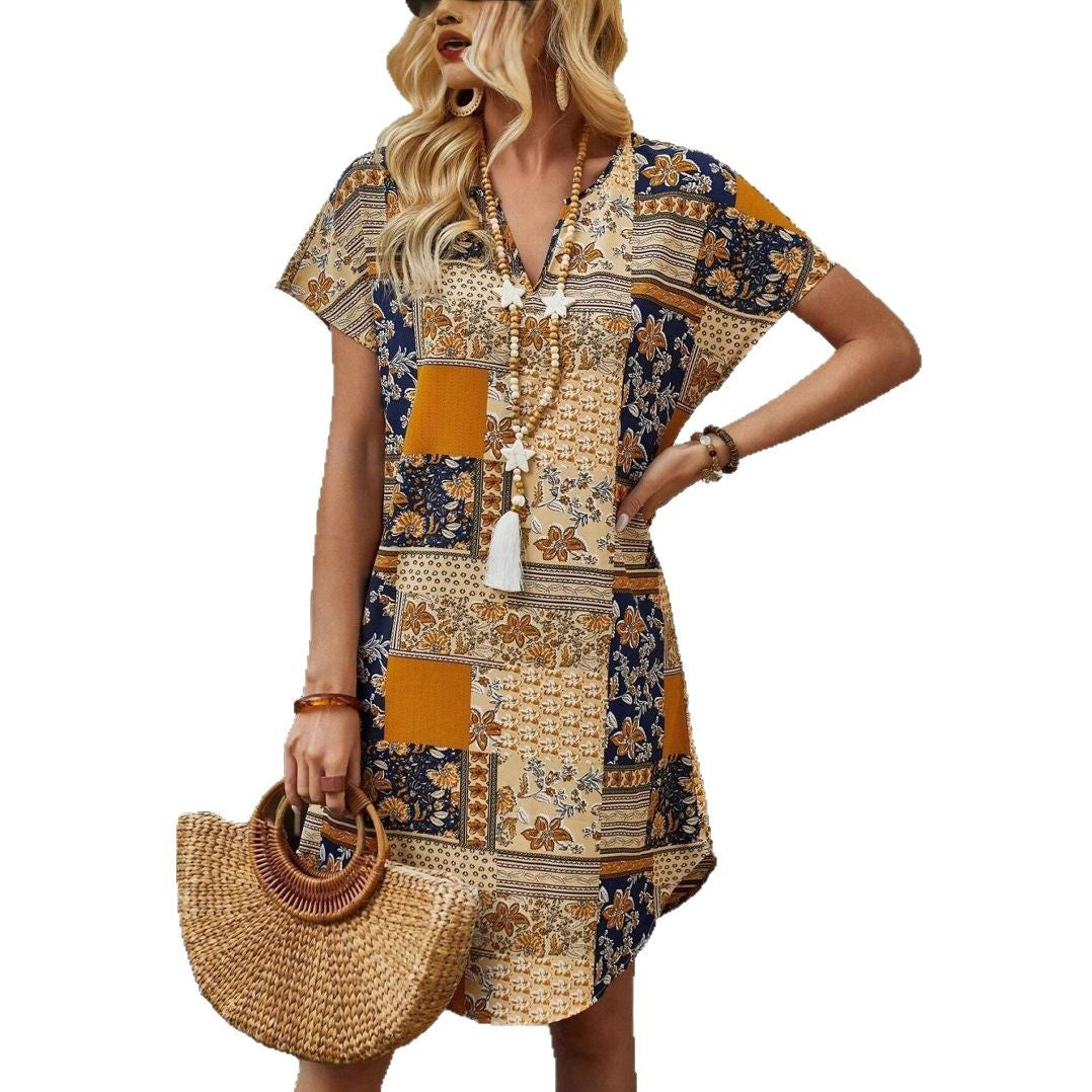 Bohemian Chic patchwork tunic dress for women