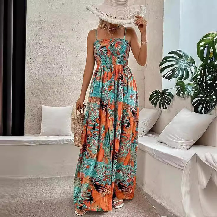 Maxi dress for women with adjustable spaghetti straps Lune London