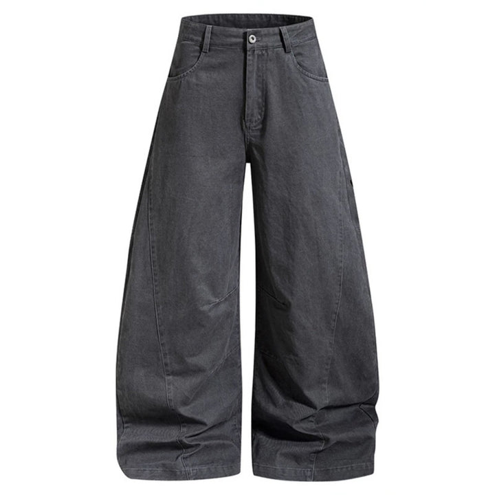 Women's Wide Denim Palazzo Pants with Balloon Hem and Attached Logo Pockets Amarae
