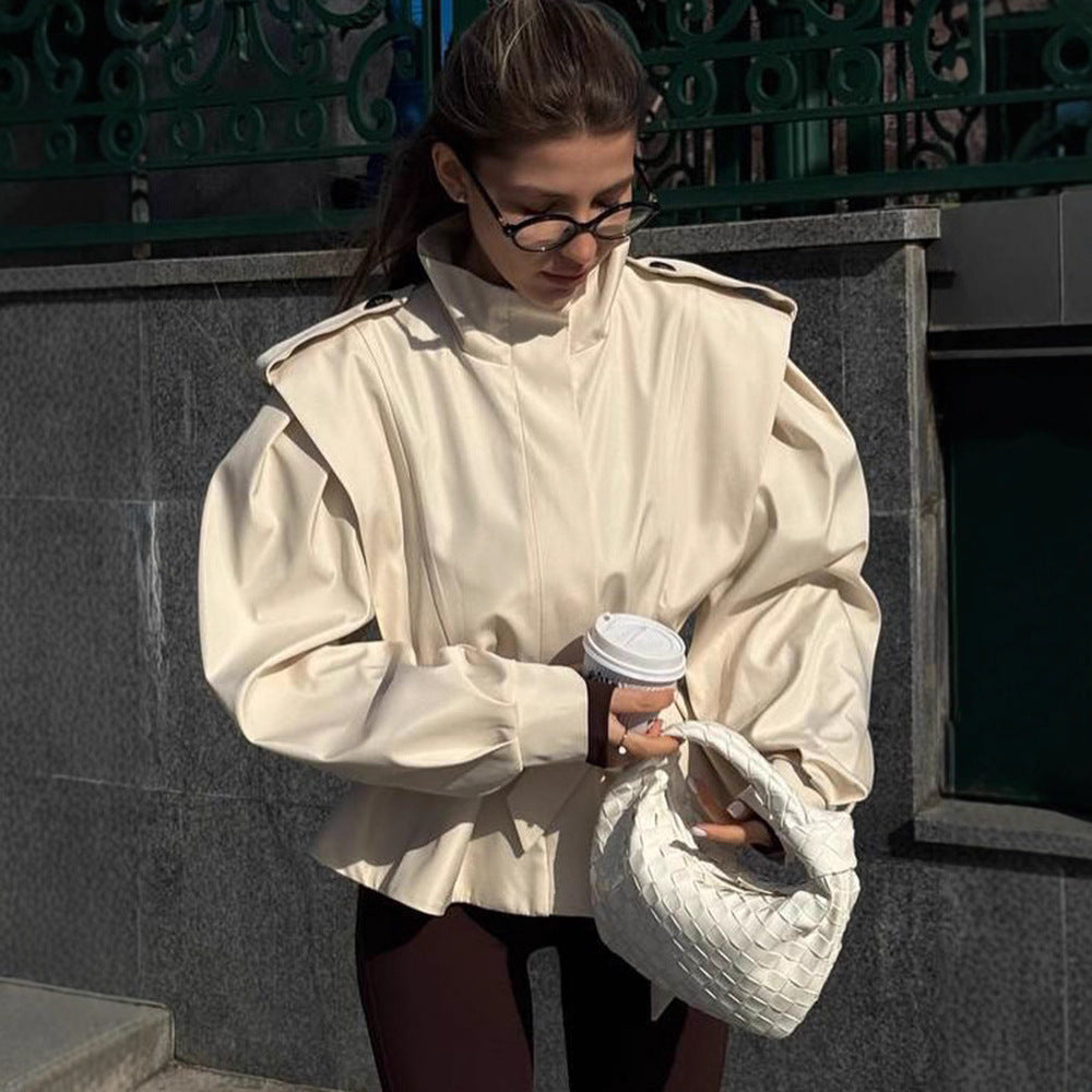 Blouse for women with high collar and elastic belt Lune London