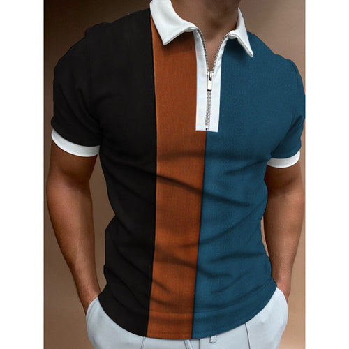 Color-block zip polo shirt for men Amarae