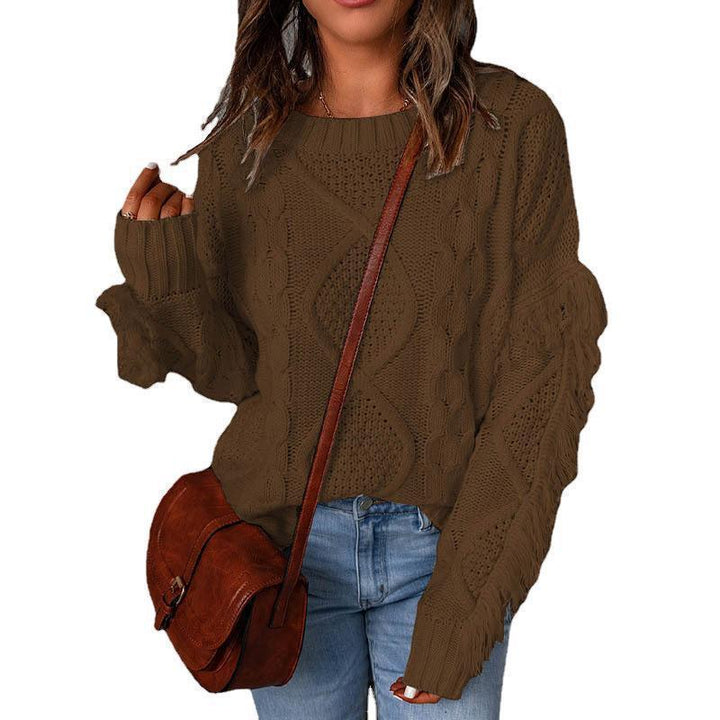 Knit sweater for women with voluminous sleeves and refined color details Lune London