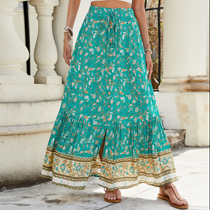 Lune London floral print bohemian maxi skirt