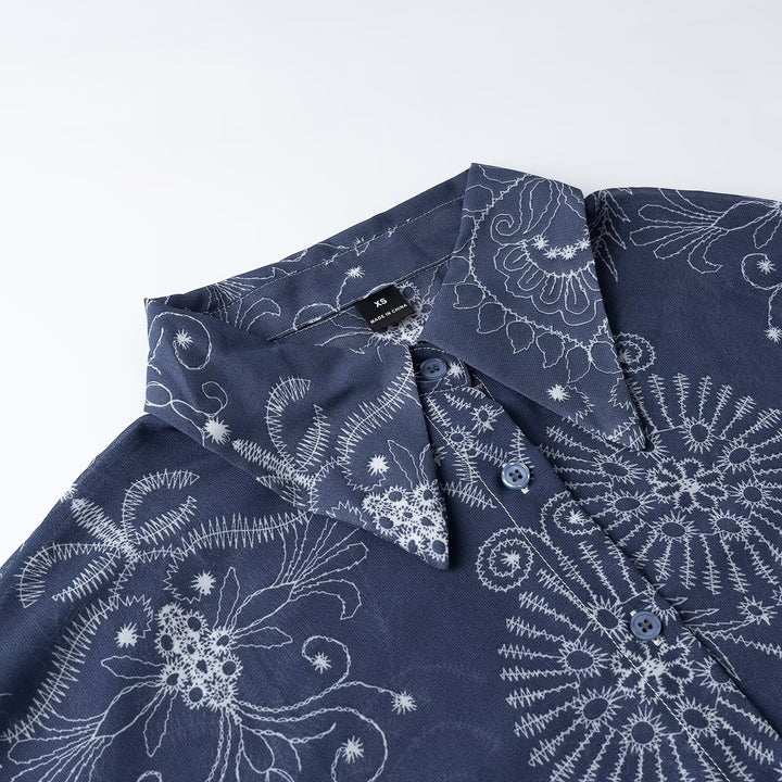 Women's Oversized Button Blouse with Balloon Sleeves and Large Shirt Collar Amarae