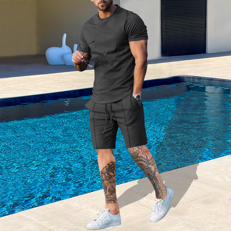 Men Short Sleeve Sports Set in Breathable Material with Elastic Waist and Side Pockets Lune London