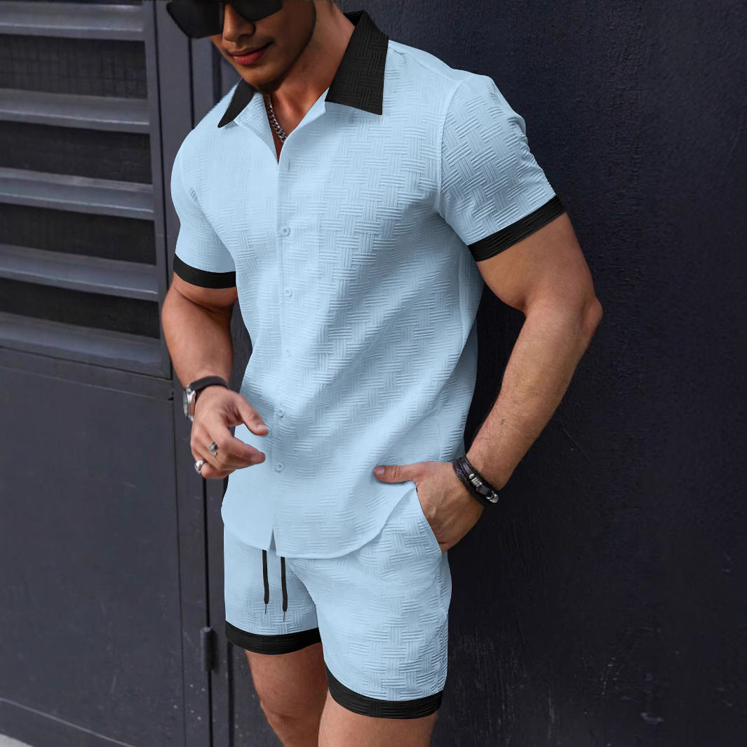 Men's short sleeve shirt and structured design shorts Lune London