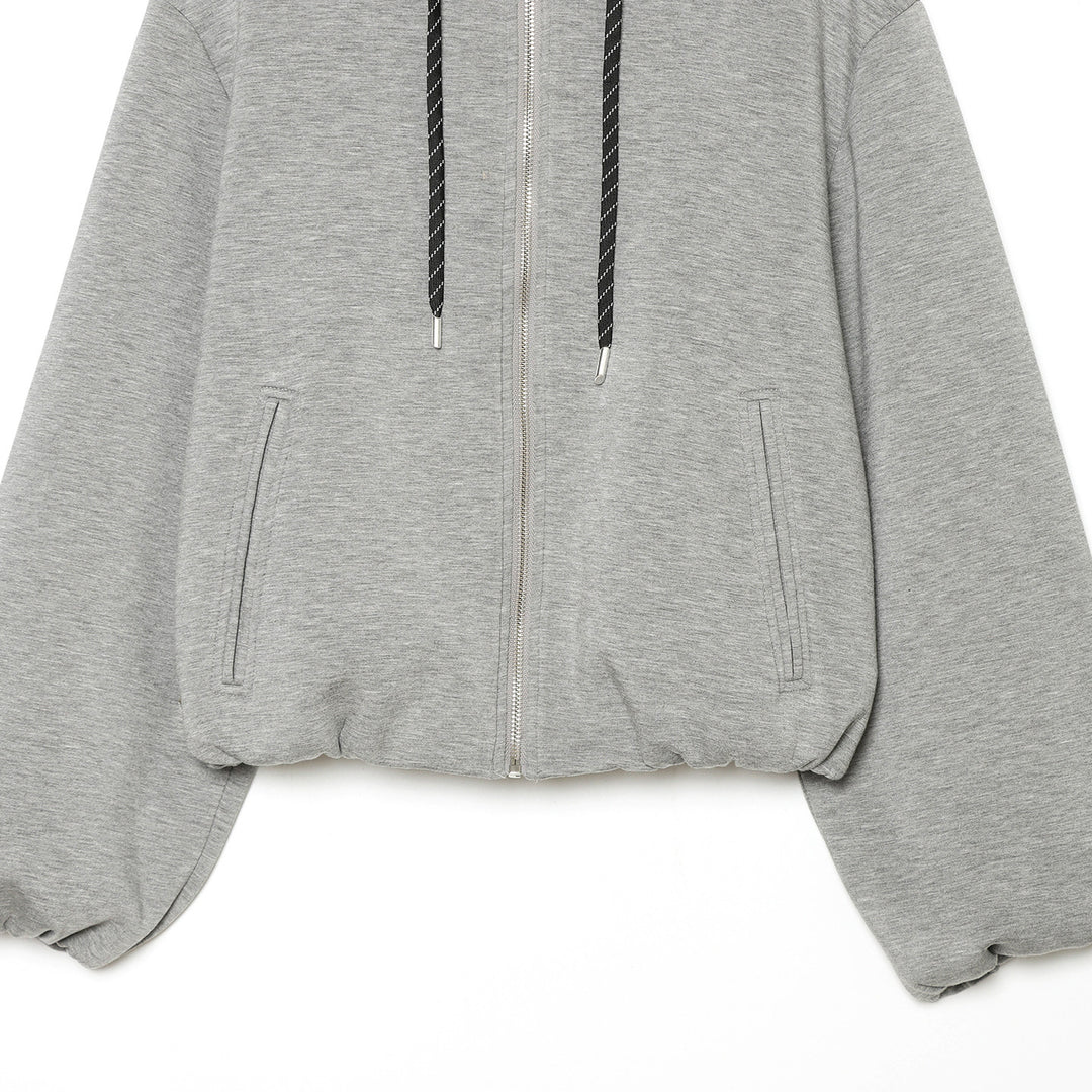 Women's Cropped Boxy Hooded Jacket with Full Zip and Contrasting Drawstring Amarae