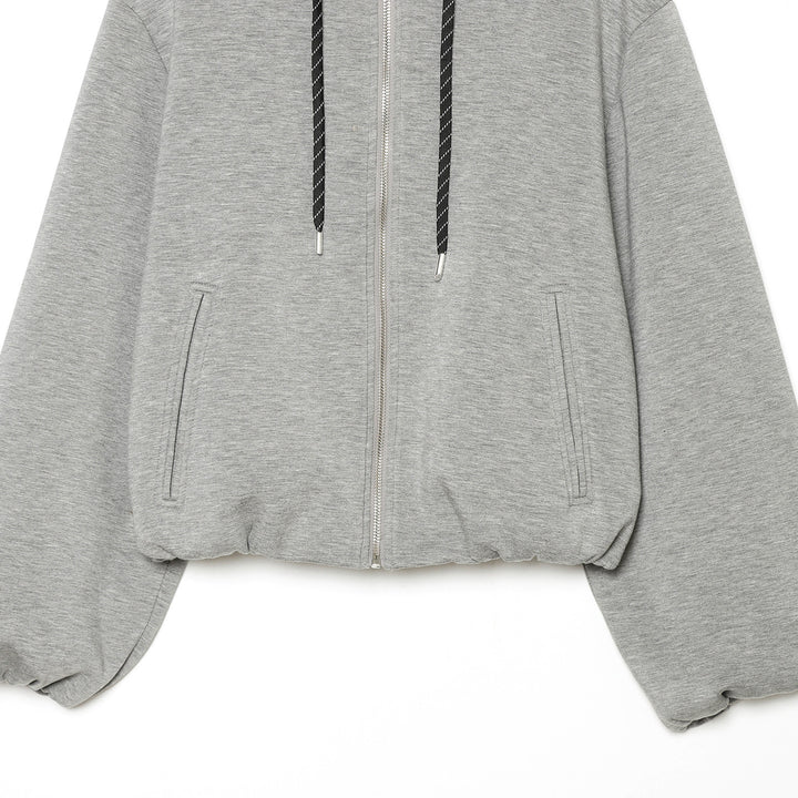 Women's Cropped Boxy Hooded Jacket with Full Zip and Contrasting Drawstring Amarae