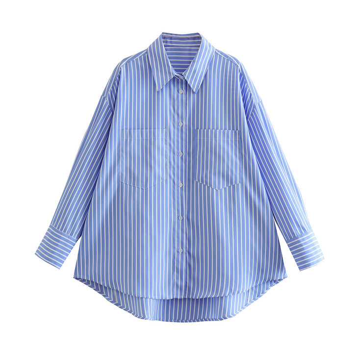 Casual striped shirt for women with classic button details and chest pockets Amarae