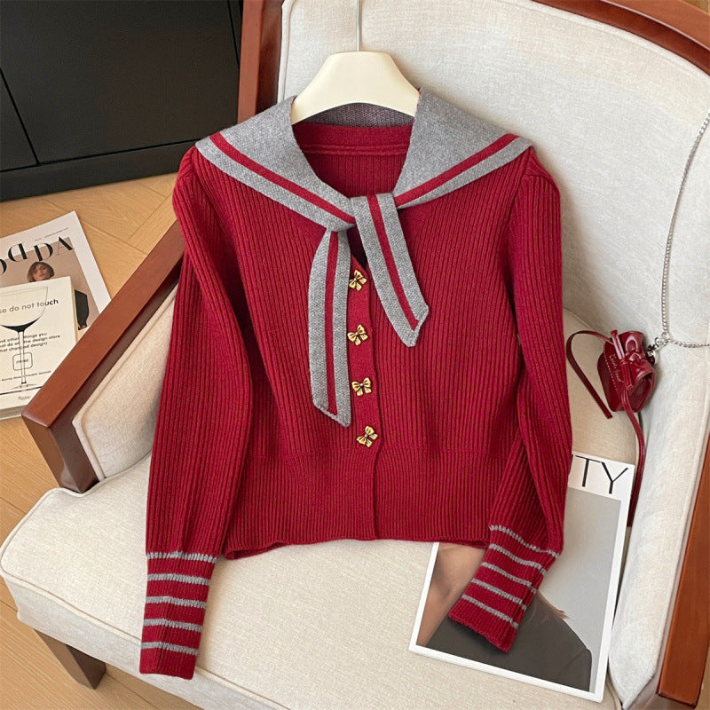 Cardigan féminin avec col nautique et boutons décoratifs Chic & Stil