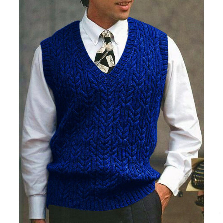Knitted vest for men with cable knit pattern all over Lune London
