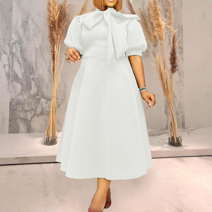 Lune London midi dress woman with bow neckline