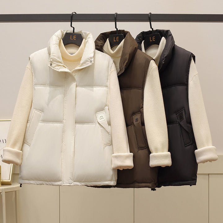 Ladies quilted vest with high collar Lune London