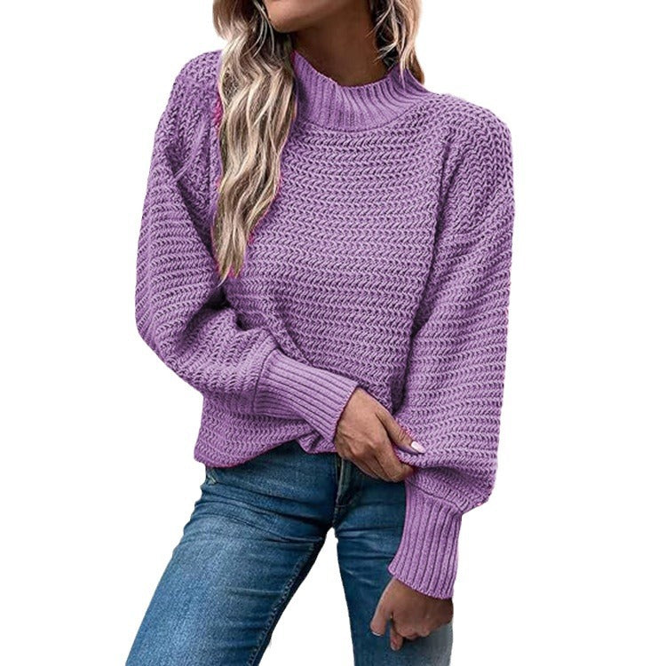 Chunky knit sweater for women with high collar and airy fit Lune Londonl