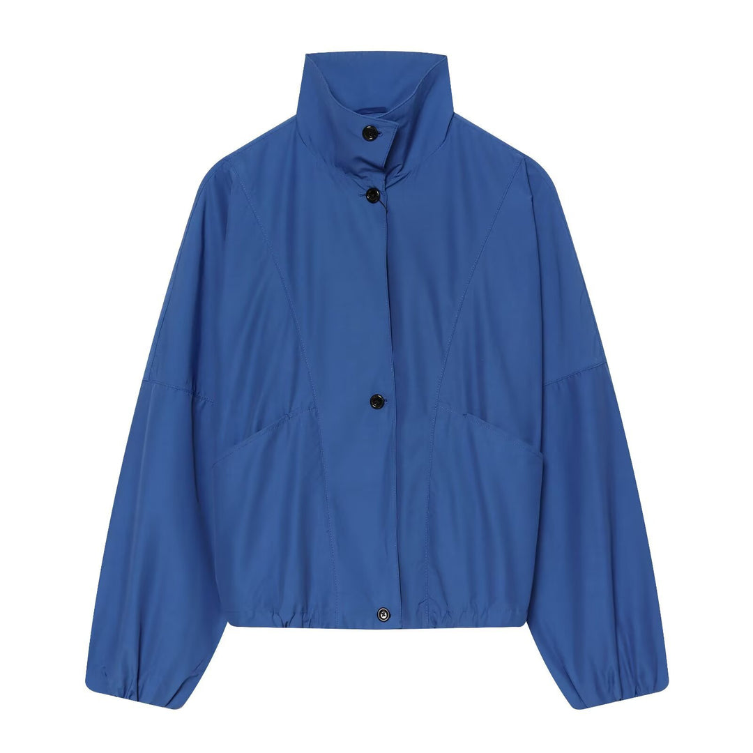 Women's Light Cropped Transitional Jacket with High Stand-Up Collar, Tailored Drawstring and Patch Pockets Amarae