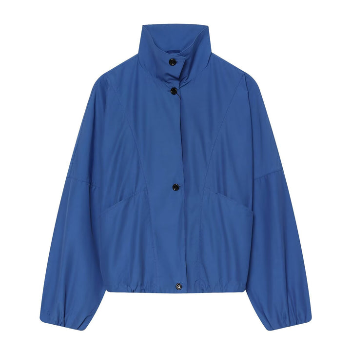 Women's Light Cropped Transitional Jacket with High Stand-Up Collar, Tailored Drawstring and Patch Pockets Amarae