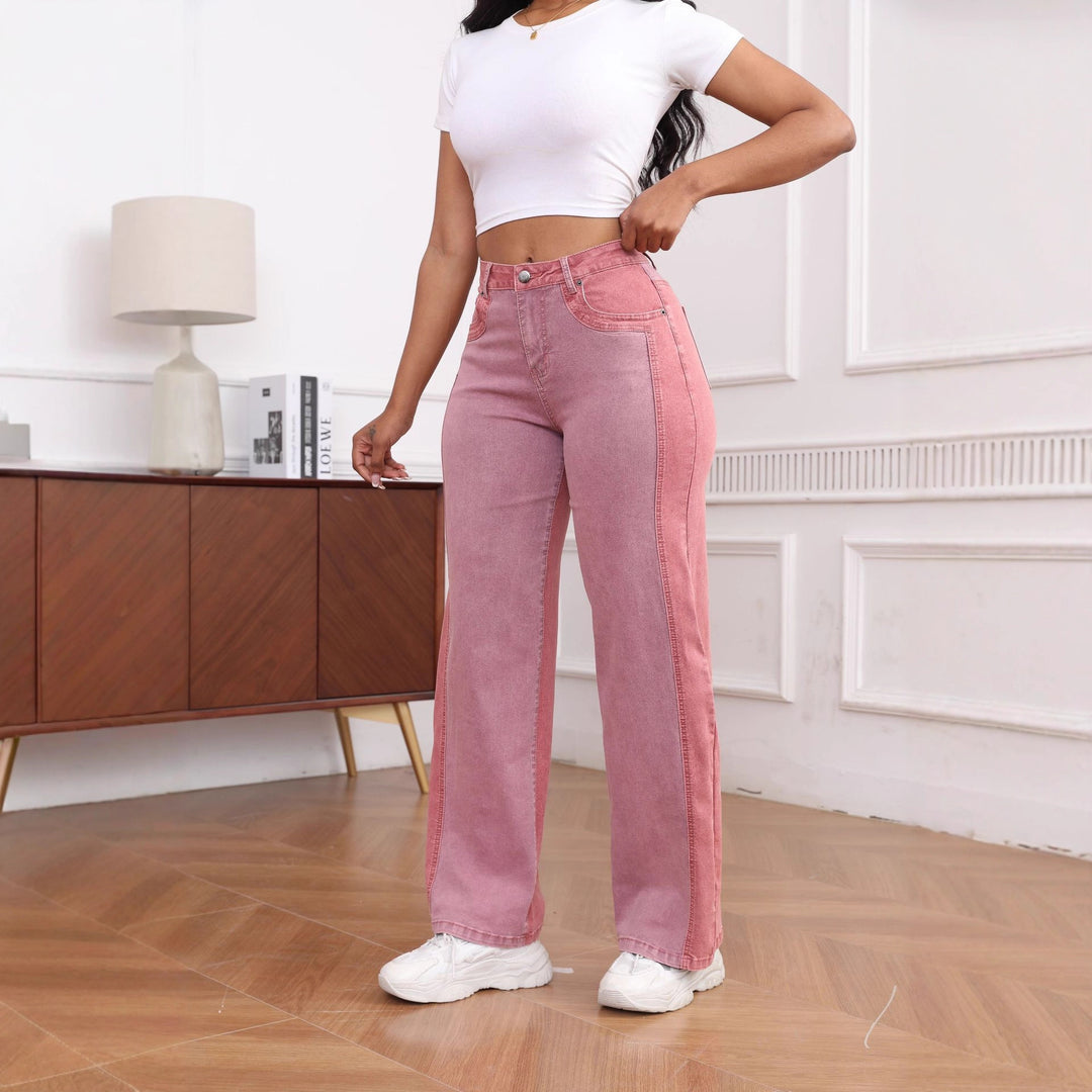 Wide denim pants for women with coordinated side insert Lune London